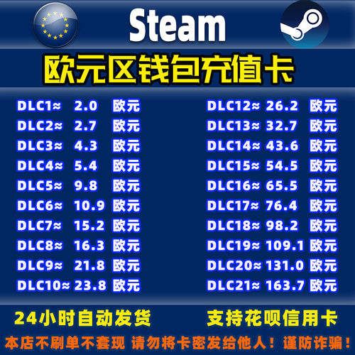 Steam欧元区充值卡钱包充值码