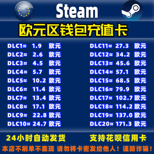 Steam欧元区充值卡钱包充值码