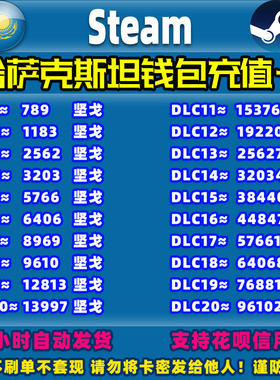 Steam哈萨克斯坦充值卡钱包充值码CDK充钱卡礼品卡KZ坚戈自动发货