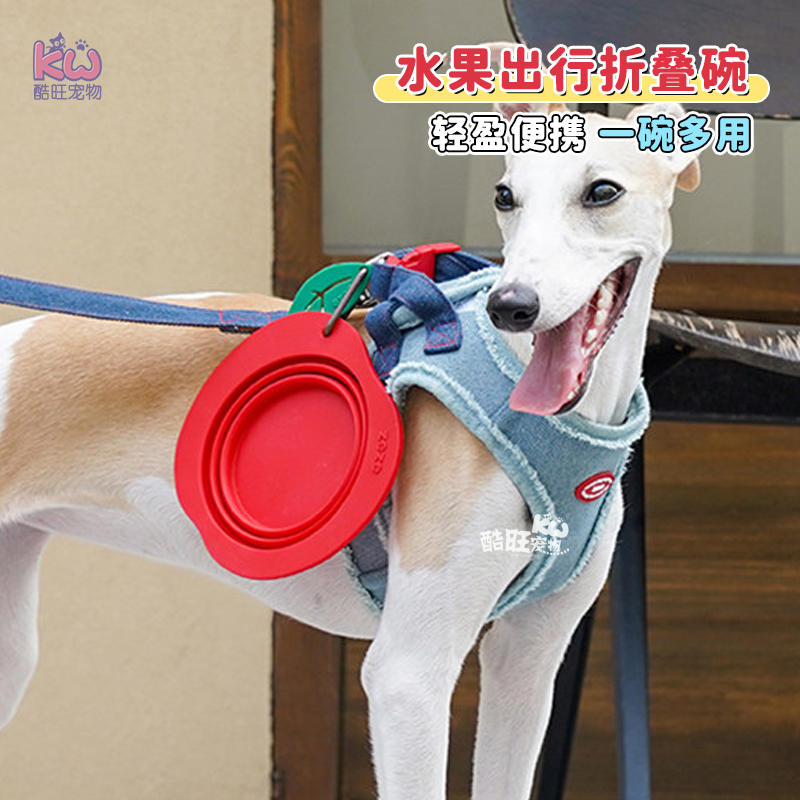 zeze宠物折叠碗狗狗猫咪硅胶折叠碗打翻慢食一体成型小巧轻便携