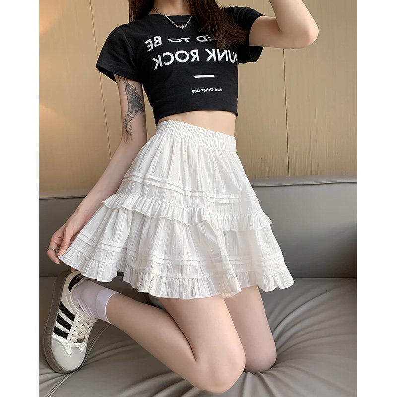 白色蛋糕裙短裙女2026夏季新款纯棉芭蕾风百褶裙小个子休闲半身裙