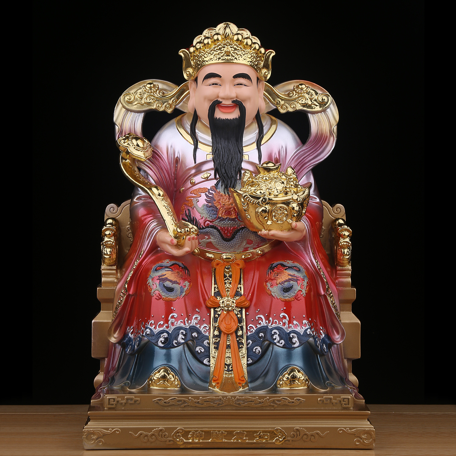 财神爷摆件客厅家用办公室店铺礼品比干文财神开业供奉树脂佛像