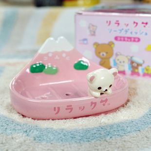 陶瓷立体轻松熊富士山卡通肥皂香皂收纳盒盘碟