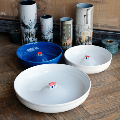 出口美国手作立体小房子大深盘/家的温暖感抽象餐盘创意盘子