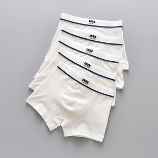 加大男孩儿童宝宝白色纯棉舒适透气平角裤 5条装 ETX中小大男童内裤