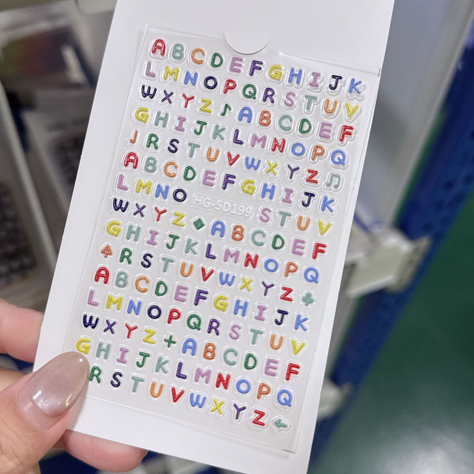 网红爆款英文字母美甲贴纸浮雕立体彩色数字手账脸妆儿童指甲贴纸
