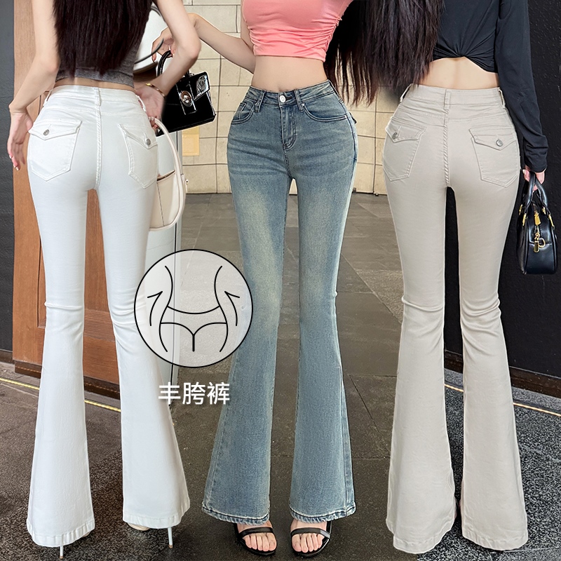 丰胯翘臀中高腰微喇叭裤女春秋冬