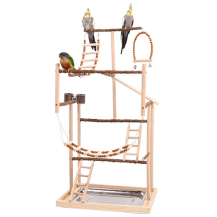 大型花椒木鹦鹉解压解闷玩具站架秋千吊环攀爬梯树枝云梯吊桥磨爪
