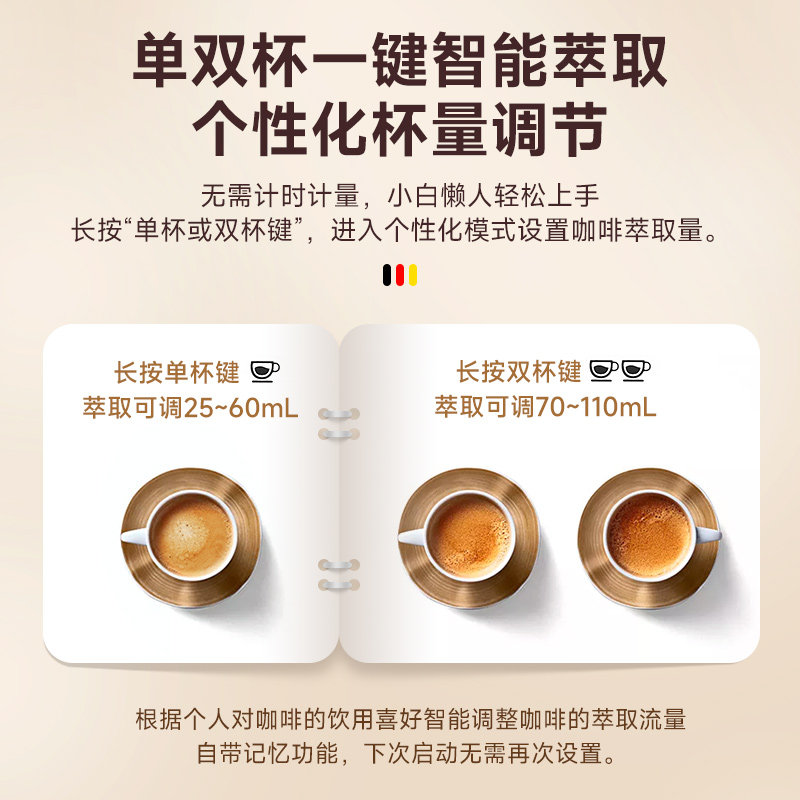 德国Derlla全半自动意式浓缩咖啡机奶泡机一体家用小型迷你办公室