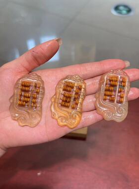 羊角如意算盘科檀木原创独特手工雕刻精品西藏羊角如意吊坠挂件