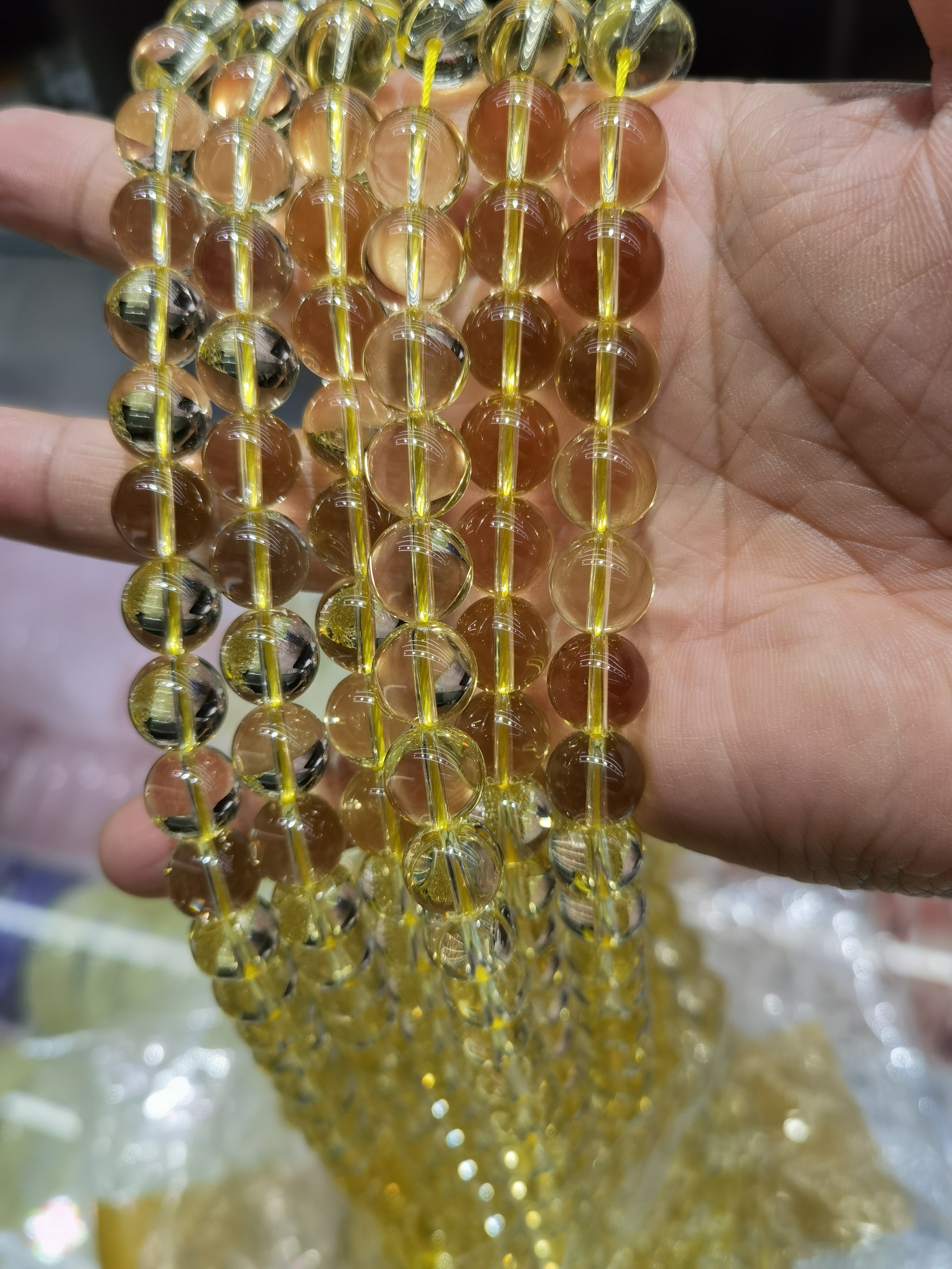 人造柠檬黄黄水晶半成品散珠长链diy手链项链配珠女时尚饰品手链