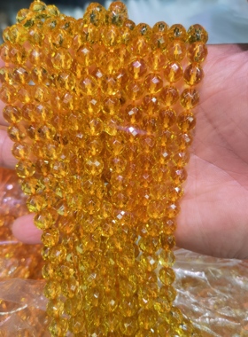人造黄水晶圆珠64切面diy手链项链配珠