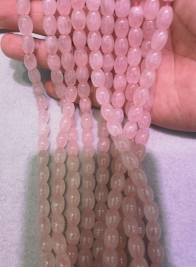 天然粉水晶桶珠8*10mm散珠半成品diy手串项链锁骨链饰品配件