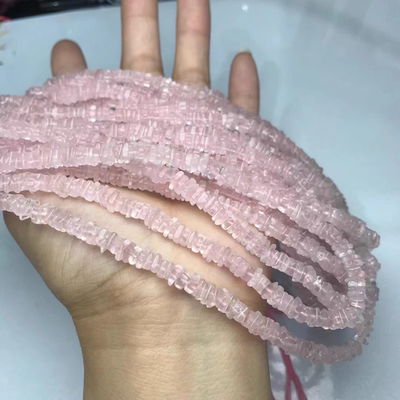 天然莫桑粉晶方片半成品长链diy手链项链配珠串珠饰品