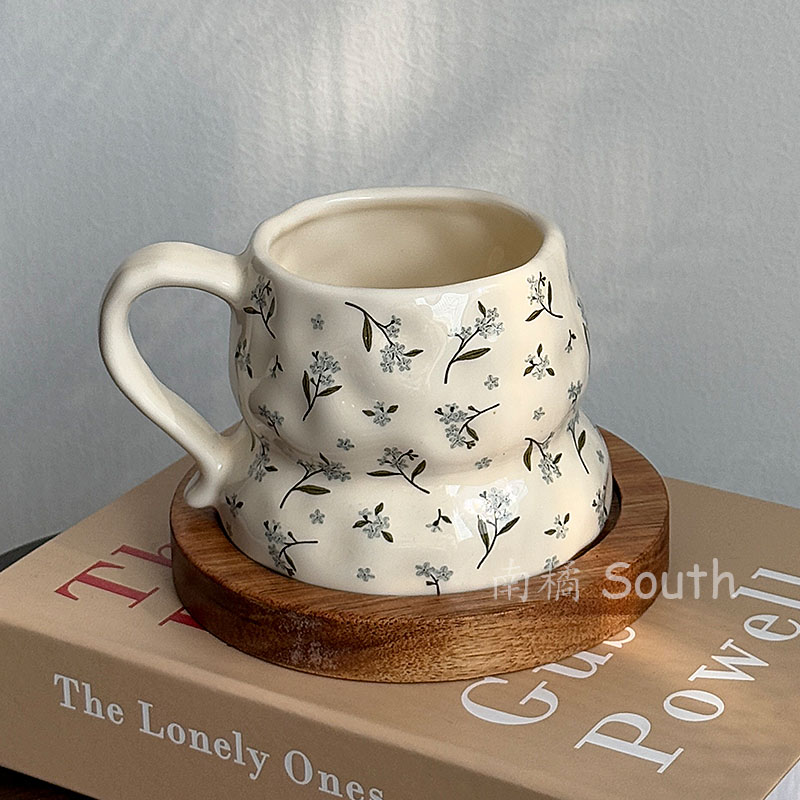 小众ins碎花手捏陶瓷马克杯