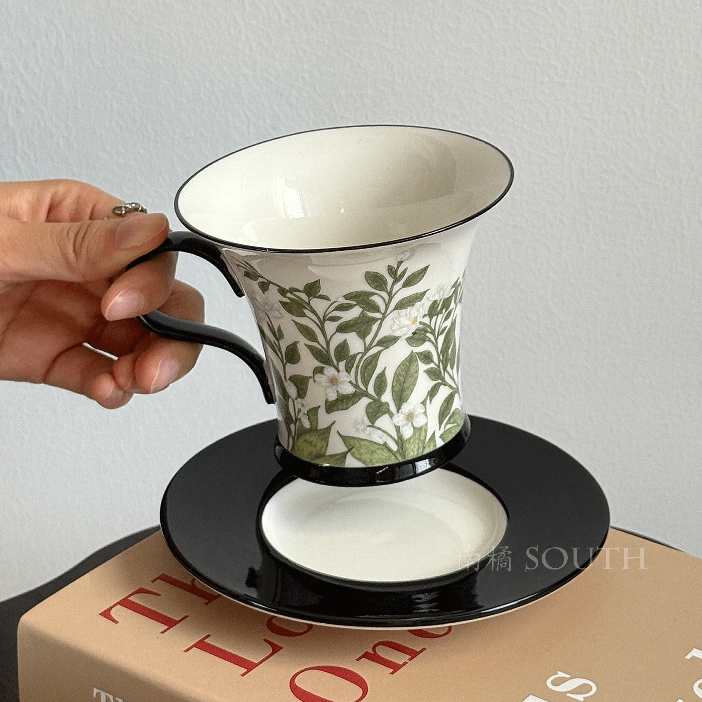 复古油画般春语茉莉花咖啡杯