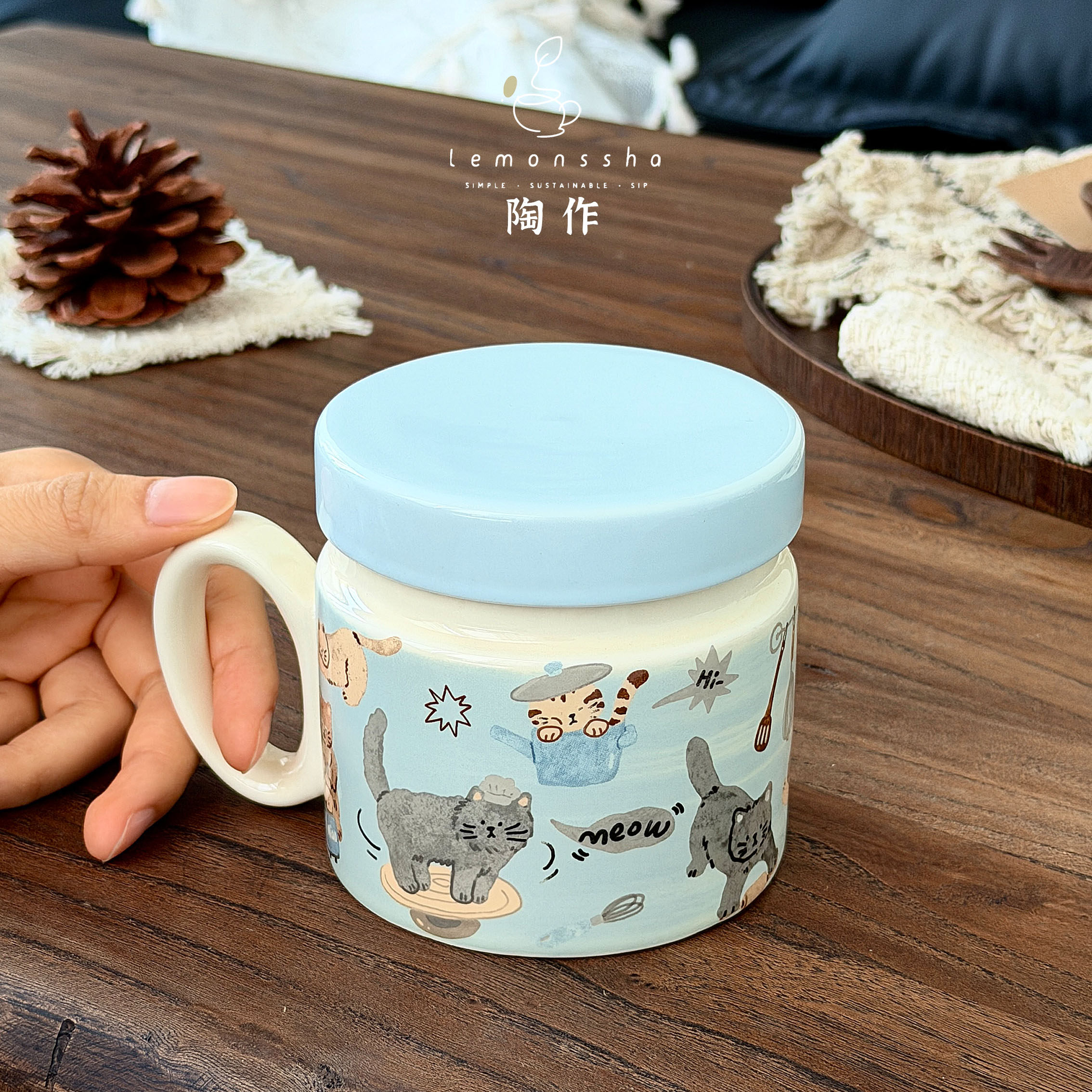 复古调皮厨房猫咪马克杯