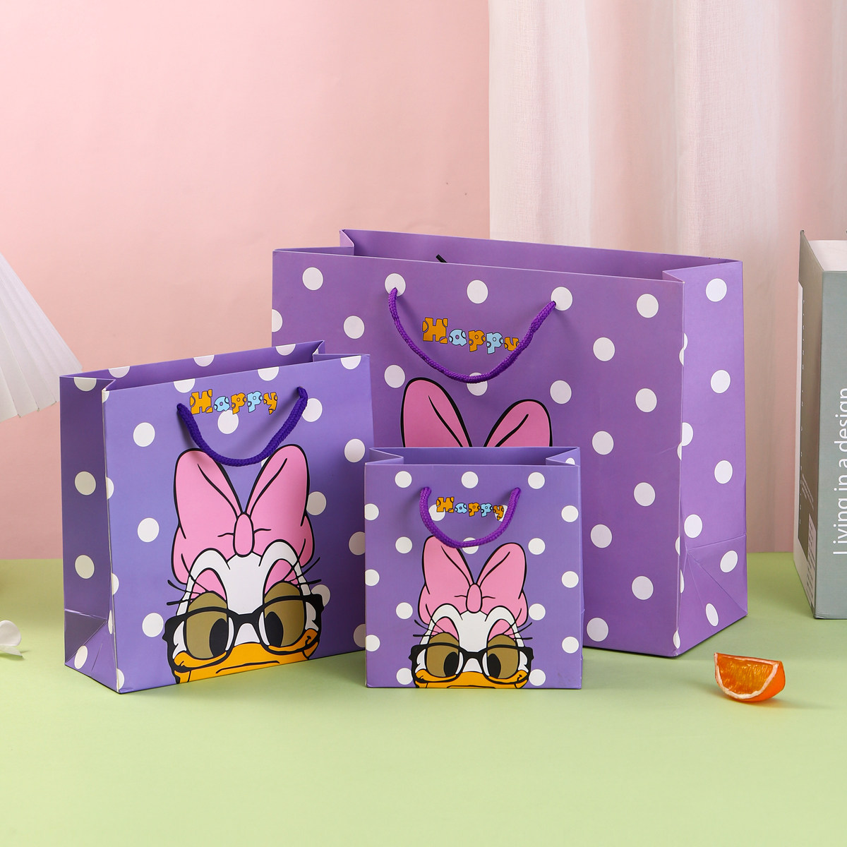 卡通可爱幼儿园生日六一儿童节礼品袋迷你糖果手提方形纸袋子大号