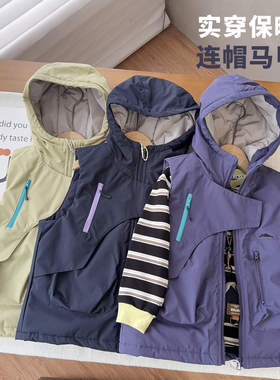 中大童连帽厚马甲男女童整张棉加厚保暖坎肩25633