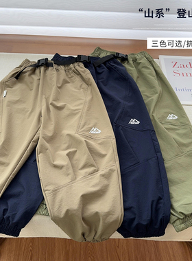 【登山裤】中大童弹力休闲工装裤~舒适登山束口长裤24451