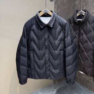 90鸭绒羽绒服冬季翻领羽绒服男款高端羽绒夹克时尚衬衫领鸭绒外套