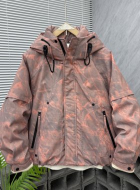 冬季款迷彩连帽羽绒服男潮牌个性加厚抗寒冲锋衣百搭90白鸭绒外套