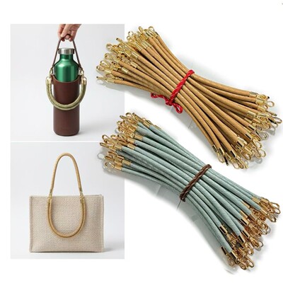 35/45/55cm编织皮8mm圆绳手提包带手挽礼盒手柄女包替换带DIY拎带