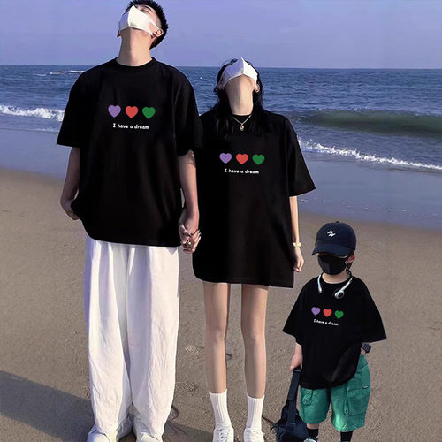 炸街亲子装夏装一家三口短袖t恤