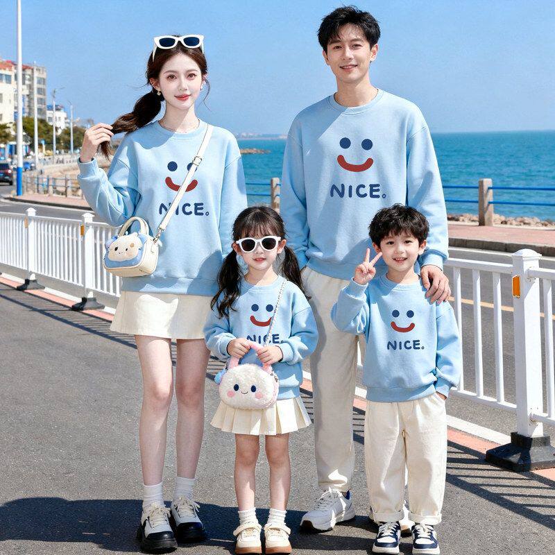 特别不一样的亲子装母女母子一家三口装秋冬季新款保暖卫衣加绒潮