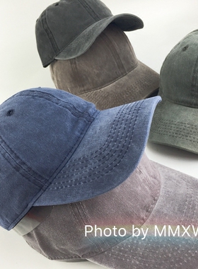韩版复古做旧水洗牛仔棒球帽潮男女街头百搭光板弯檐嘻哈鸭舌帽子