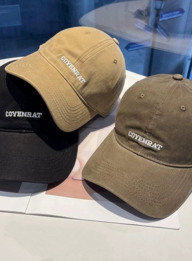 韩版潮牌字母刺绣棒球帽男女时尚简约百搭水洗鸭舌帽大头围显脸小
