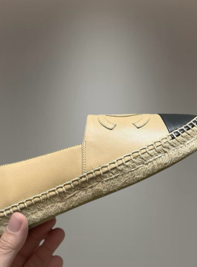 小香风渔夫鞋女2026春夏新款草编一脚蹬厚底乐福鞋休闲真皮单鞋女