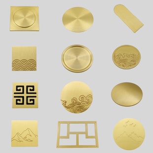 新中式家具装饰铜片黄铜装饰贴片配件古典家居纯装饰圆盘祥云山水