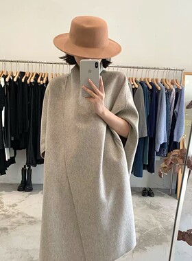 驼色秋冬平顶羊毛男女礼帽保暖简约休闲平沿英伦风帽子欧美森系