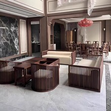 新中式禅意实木沙发茶几黑胡桃白蜡木客厅家具酒店民宿办公室沙发