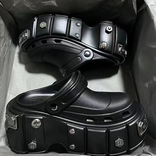 巴黎街厚底包头洞洞鞋女夏季外穿EVA增高拖鞋男士跨境外贸ins批发