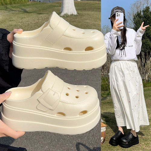 26新款厚底洞洞鞋女夏季ins潮增高户外防滑踩屎感两穿博肯拖鞋女