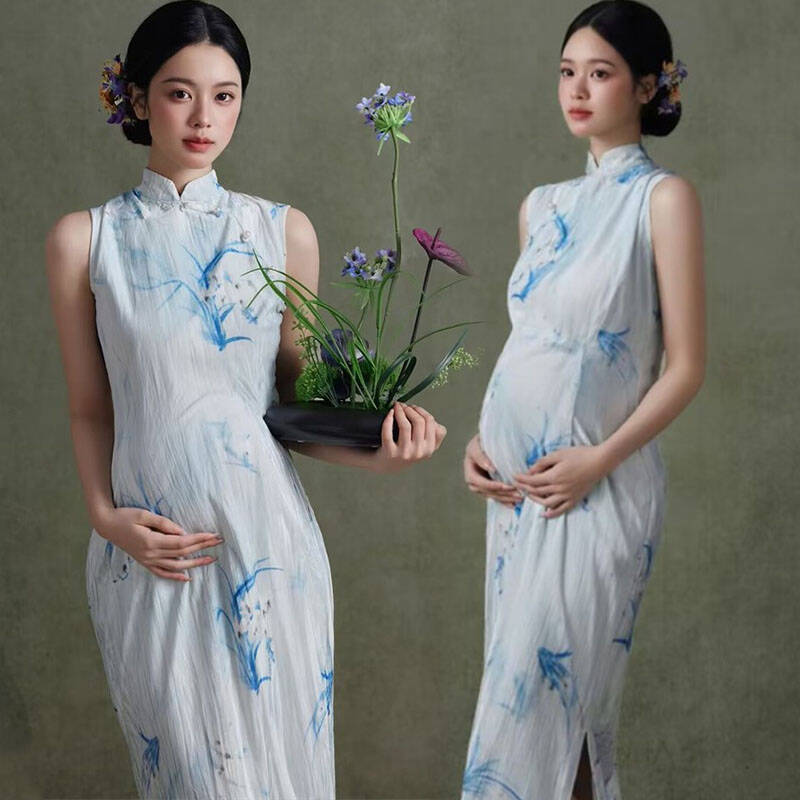 艾美影赏新中式水墨立领旗袍