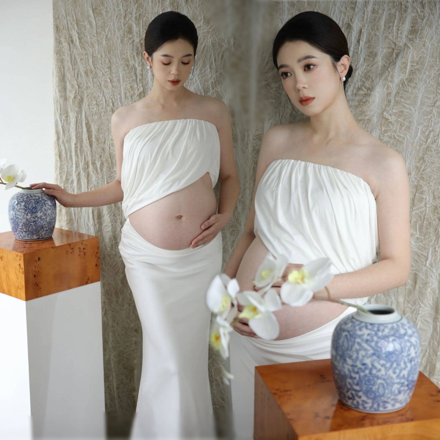 影楼孕妇拍照服装纯欲风白色简约