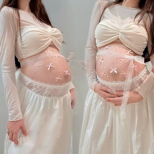 影楼新款孕妈咪写真氛围感大肚照小饰品居家写真高级感温馨摄影服