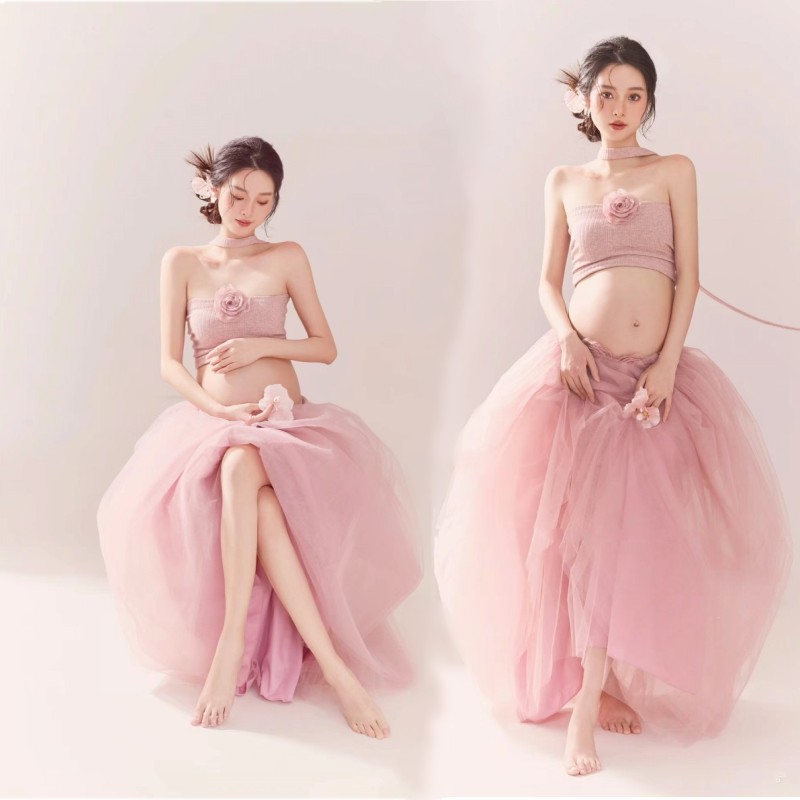 孕妇拍照服装两件套孕妈咪大肚子