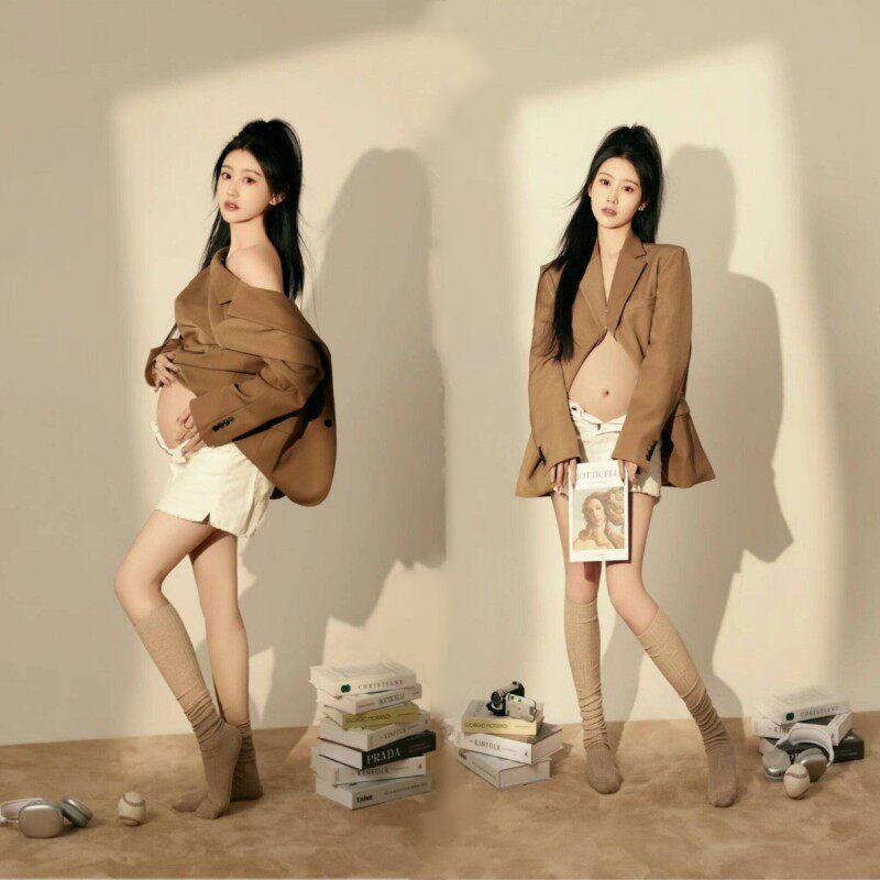 新款孕妈妈主题法式西装外套写真