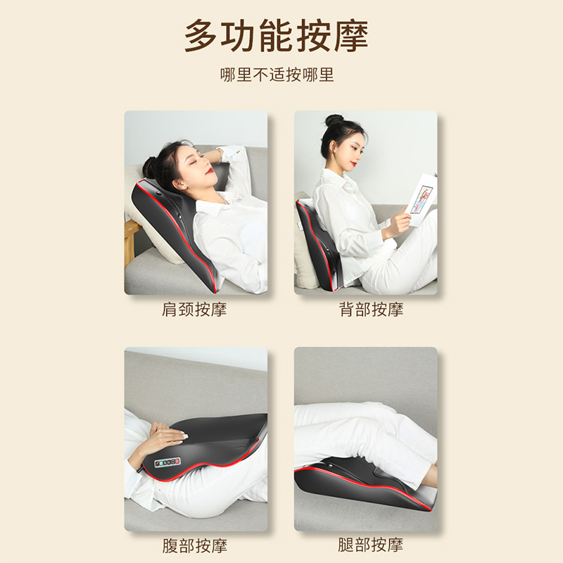 恩隆颈椎按摩器颈部腰部背部靠垫电动手控肩颈按摩枕头揉捏仪