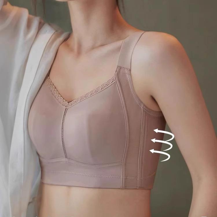 大胸显小内衣女全罩杯薄款调整型聚拢防下垂收副乳大码无痕文胸夏