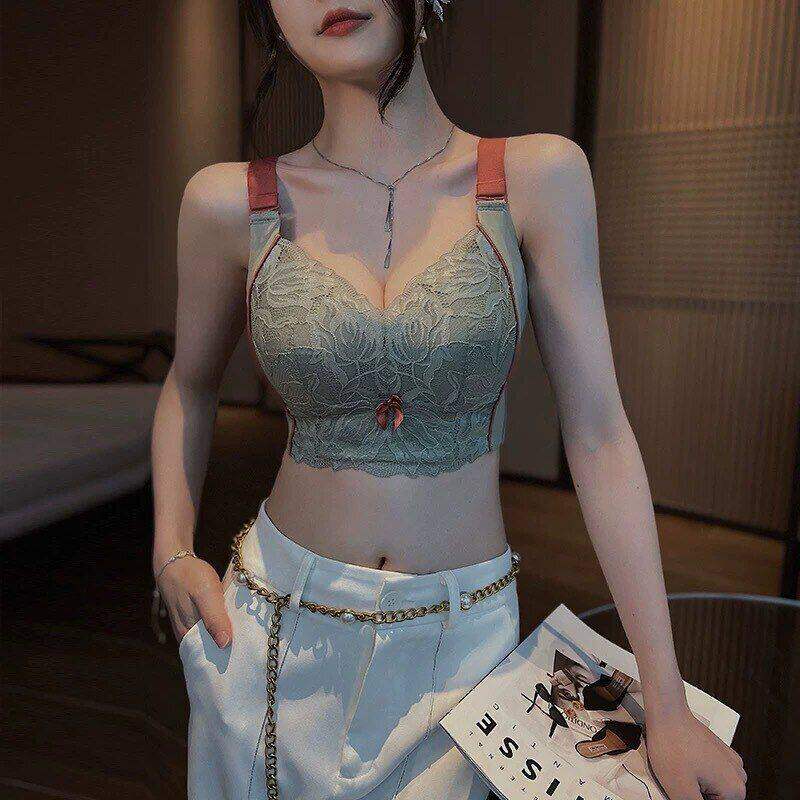 乳胶内衣薄款六排扣大胸显小调整型聚拢收副乳无钢圈全罩杯文胸罩