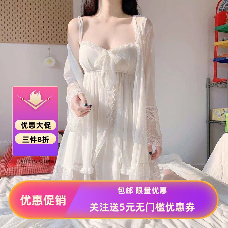 短款复古甜美宫廷风蕾丝睡衣女春秋修身韩版夏季吊带睡裙家居服