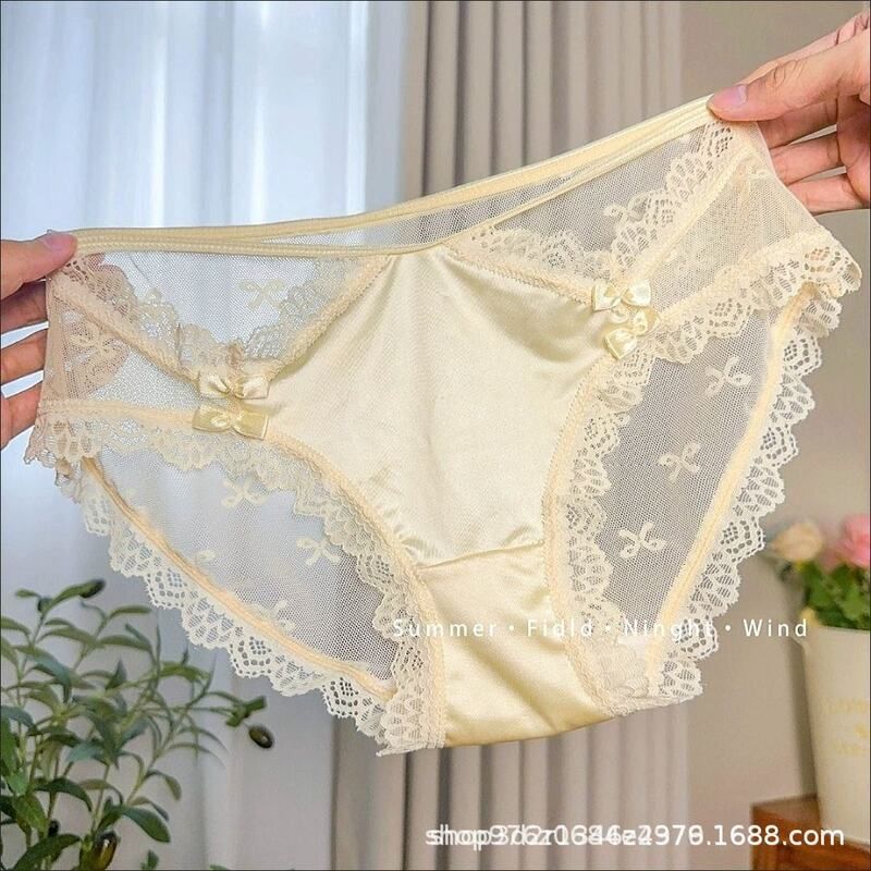 纯收腹欲法式高端缎面新款个性蕾丝内裤少女性感仙女内裤女新款