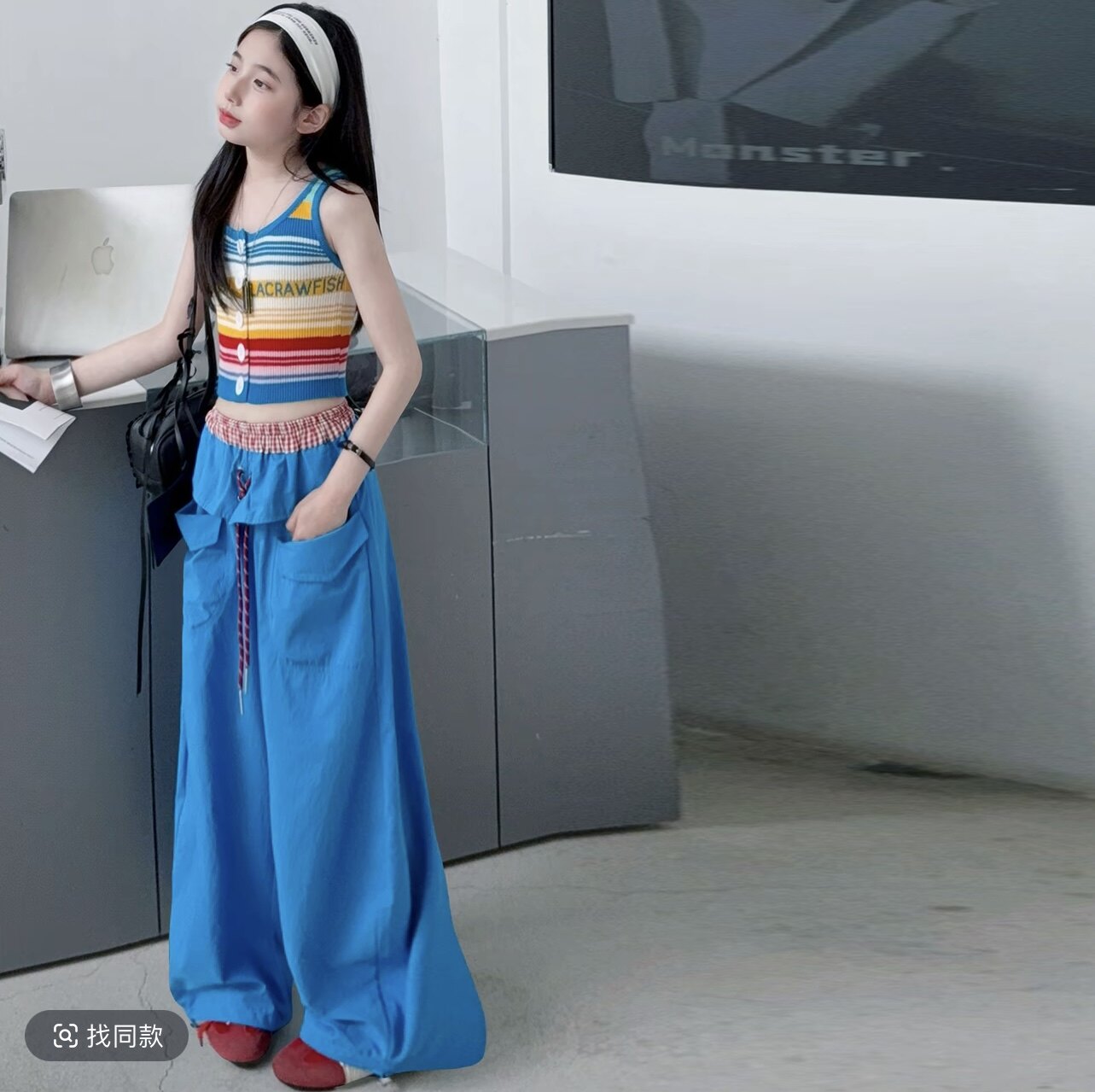 女童夏季多巴胺工装阔腿裤子2026中大童女孩子小清新裤子