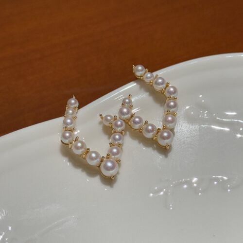 甄奢精工纯银淡水珍珠耳钉耳环