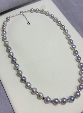 《星际迷航》天然色银灰色海水真多麻巴洛克925纯银项链手链套装